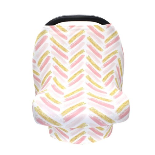 PINK-GOLD-PAINT-STROKES-Baby-shopping-cart-cover-Breast-feeding-carseat-canopy-multi-use-stretchy-Breastfeeding-infant-Grocery-Trolley-car