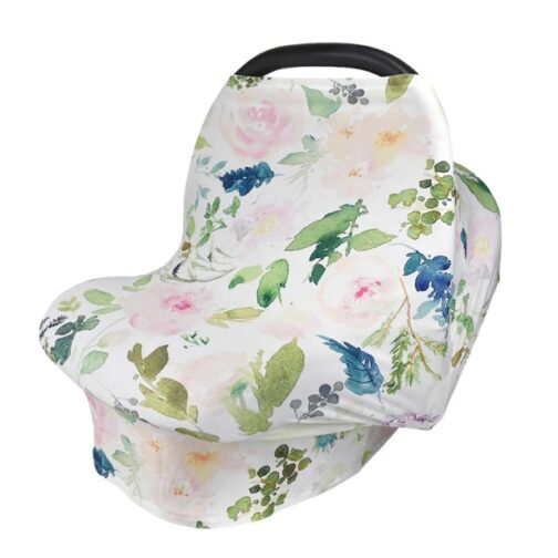 WOODSY-FLORAL-Baby-shopping-cart-cover-Breast-feeding-carseat-canopy-multi-use-stretchy-Breastfeeding-infant-Grocery-Trolley-car