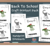 back to school craft printable pack of 6 pdf download handprint dinosaur, roaring into preschool, roaring into kindergarten, you're a roaring great teacher