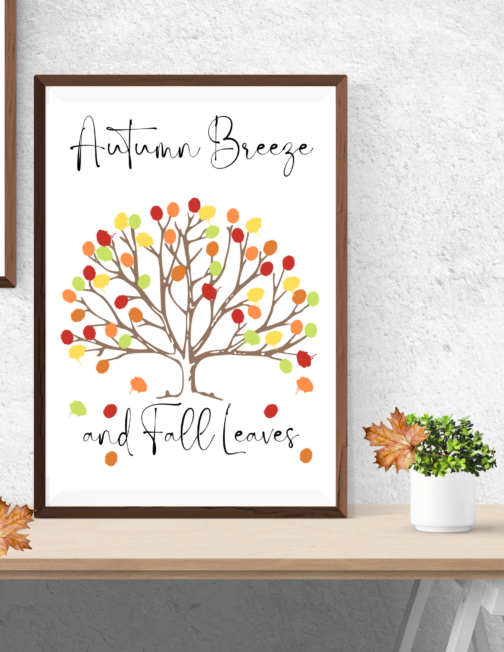 autumn breeze and fall leave printable finger paint art craft