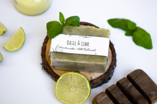 basil and lime handmade luxury soap