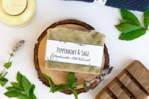 peppermint sage handmade luxury soap