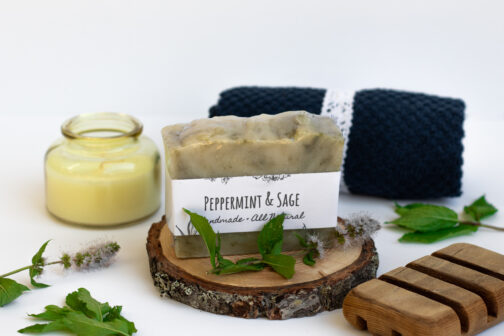 peppermint sage handmade luxury soap