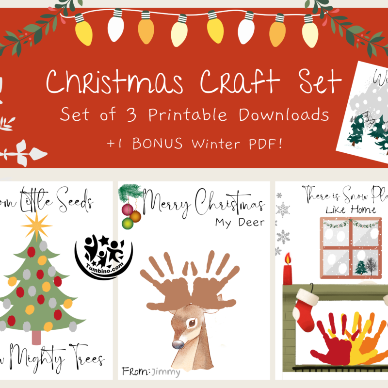 Winter Holiday Christmas Handprint Crafts Printout