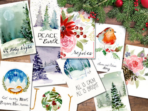 watercolor chirstmas cards